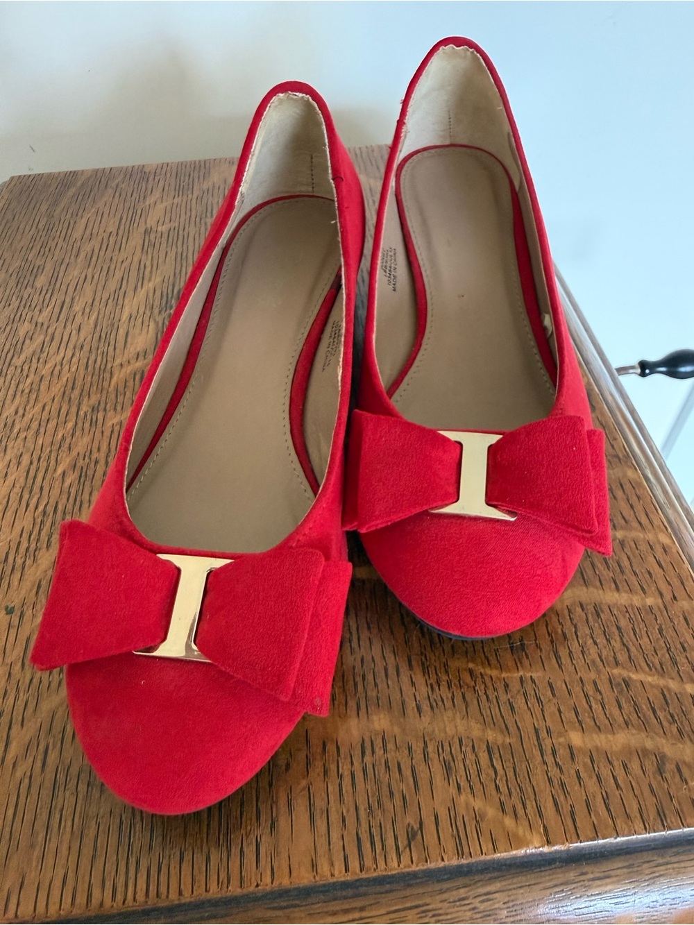 Red Bow Suede Women's Dress Shoes